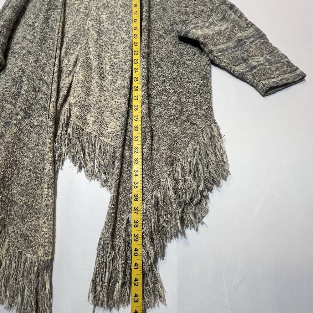 Nic & Zoe Women Cardigan Fringe Hi Lo Open Front Knit Gray Size 2X Boho Cotton - Picture 5 of 7